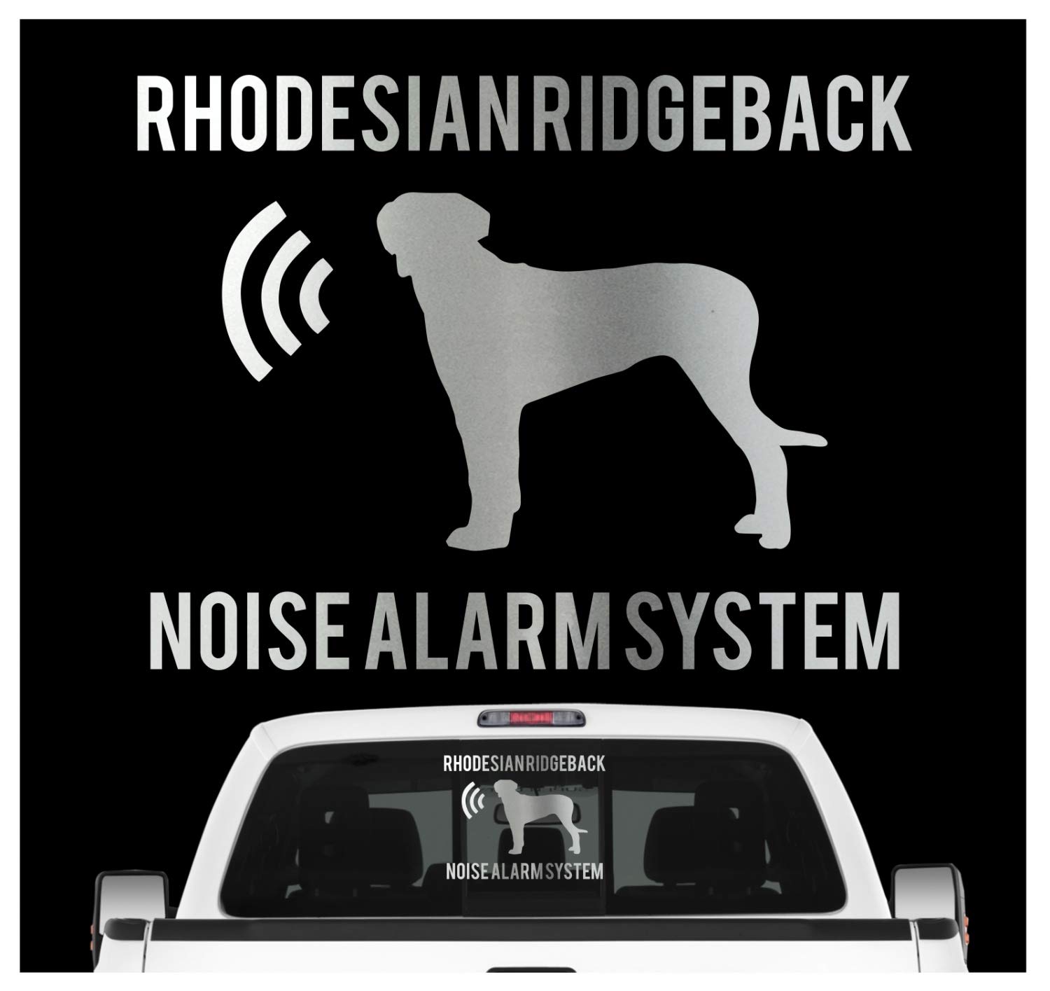 siviwonder Rhodesian Ridgeback Noise Alarmsystem Auto Aufkleber Hund Folie RR Farbe Silber Metallic, Größe 10cm von siviwonder