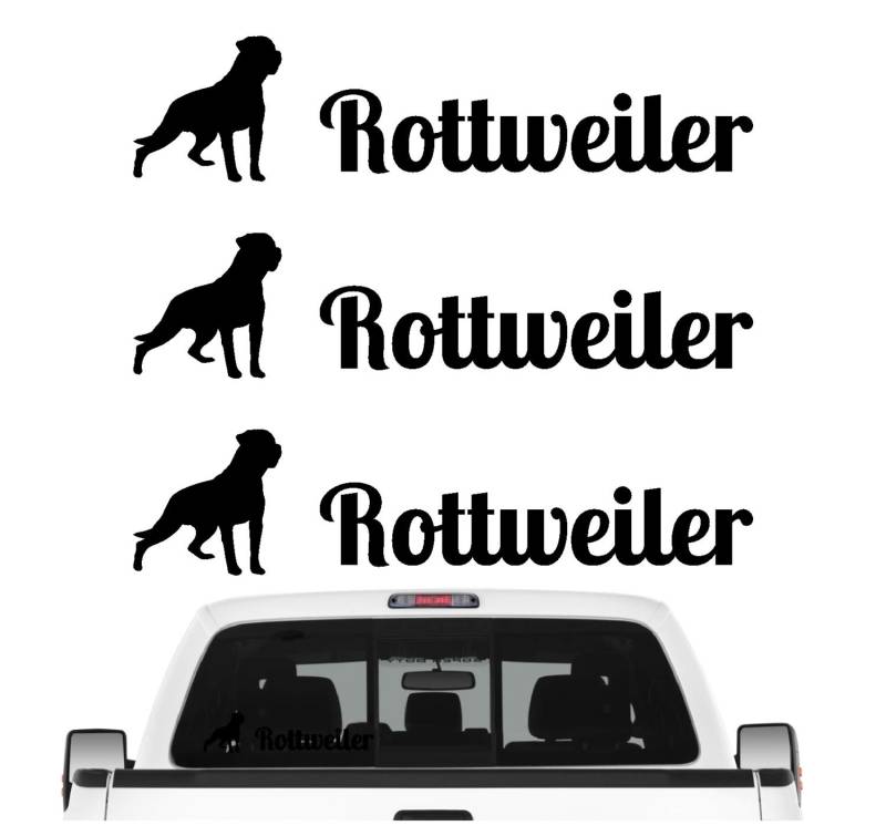 siviwonder Rottweiler Rottie Aufkleber 3er Set Hundeaufkleber Hundemotiv Hund Folie Farbe Schwarz, Größe 10cm von siviwonder