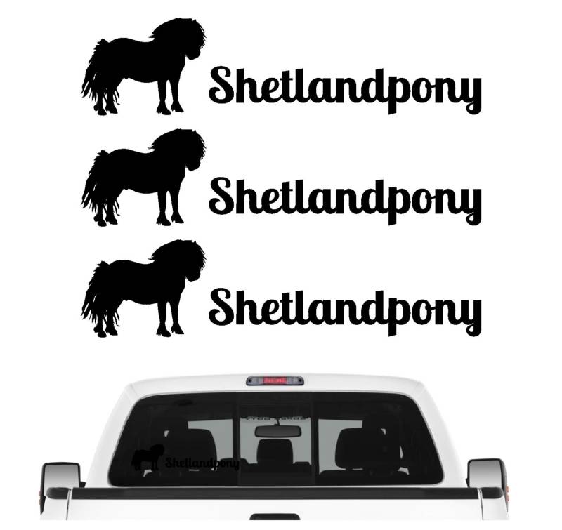 siviwonder Shetlandpony Mini-Pferd Aufkleber 3er Set Pferdeaufkleber Pferd reiten Auto Folie Farbe Schwarz, Größe 10cm von siviwonder