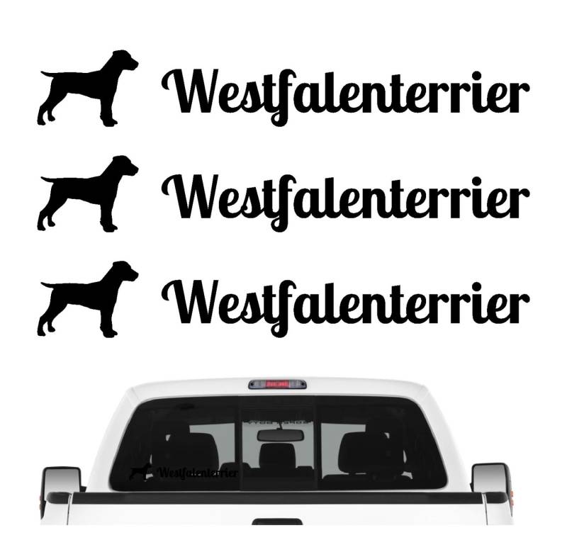 siviwonder Westfalenterrier Aufkleber 3er Set Hundeaufkleber Hundemotiv Hund Folie Farbe Schwarz, Größe 20cm von siviwonder