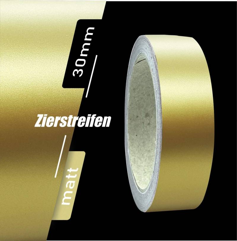 siviwonder Zierstreifen Matt Gold metallic 30mm Aufkleber Länge 10m Auto Boot Klebeband Sticker von siviwonder