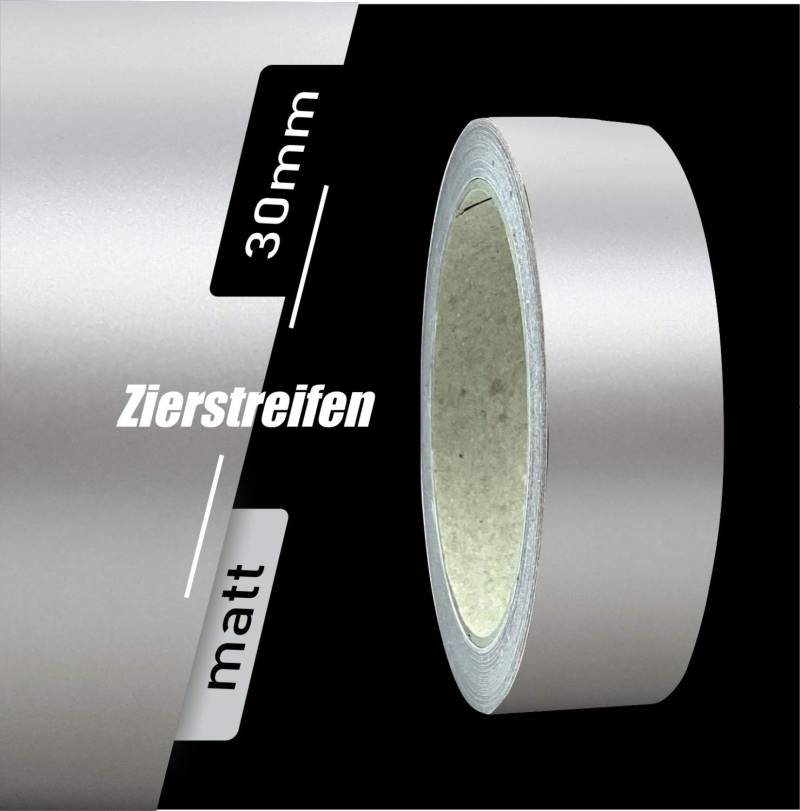 siviwonder Zierstreifen Matt Silber metallic 30mm Aufkleber Länge 10m Auto Boot Klebeband Sticker von siviwonder