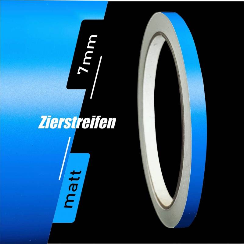 siviwonder Zierstreifen Matt azurblau blau 7mm Aufkleber Länge 10m Auto Boot Klebeband Sticker von siviwonder