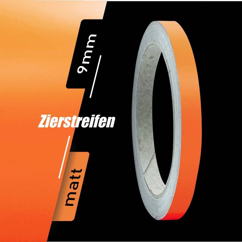 siviwonder Zierstreifen Matt orange 9mm Aufkleber Länge 10m Auto Boot Klebeband Sticker von siviwonder