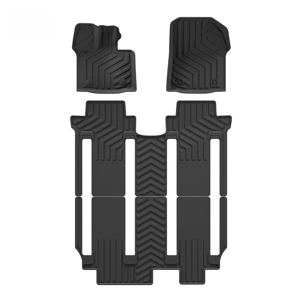 SMABEE Fußmatten für Denza D9 2024 2025, 7-Sitzer, Linkslenker, 1., 2. und 3. Reihe, Allwetter-Bodeneinlagen, schneefest, TPE, schwarz, 4 Stück von smabee