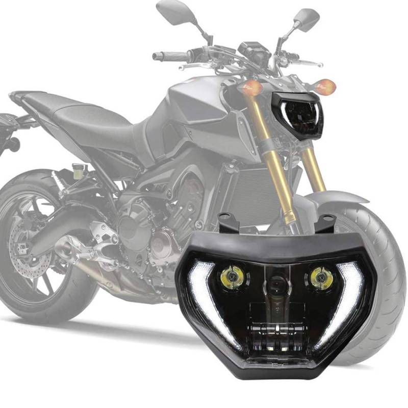 LED Scheinwerfer FZ07 FZ09 MT07 MT09 IP67 wasserdicht motorradspezifisch Plug & Play Canbus 110W smartbomb.shop von smartbomb.shop