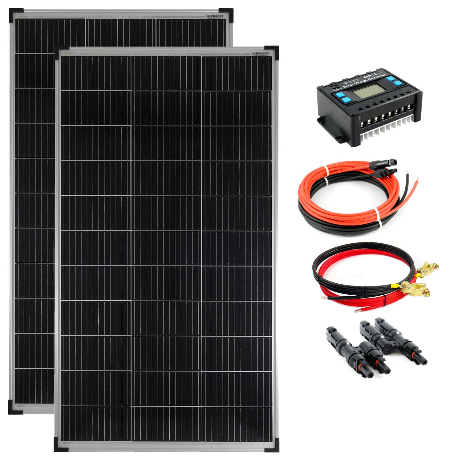 Komplettset 2x140 Watt Solarmodul Laderegler Photovoltaik Inselanlage von solartronics