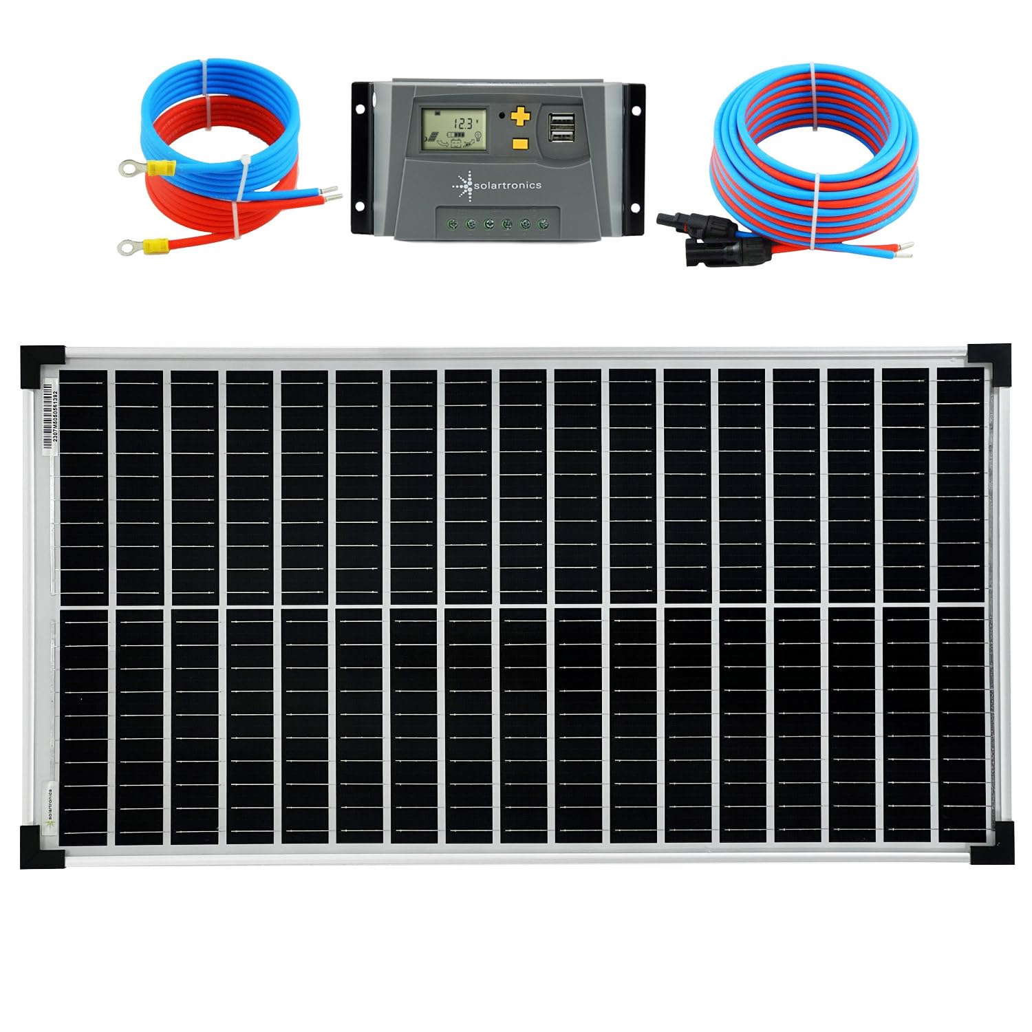 Solar Set 50 Watt Solarmodul 12V Mono Laderegler 10A Solarkabel 5 Meter Batteriekabel Set Solaranlage von solartronics