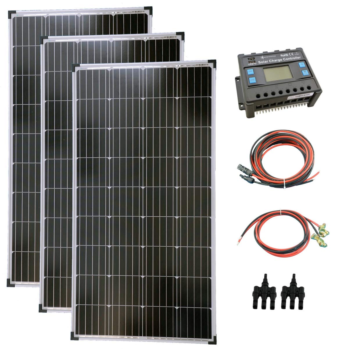 solartronics Komplettset 3x130 Watt Solarmodul Laderegler Photovoltaik Inselanlage von solartronics