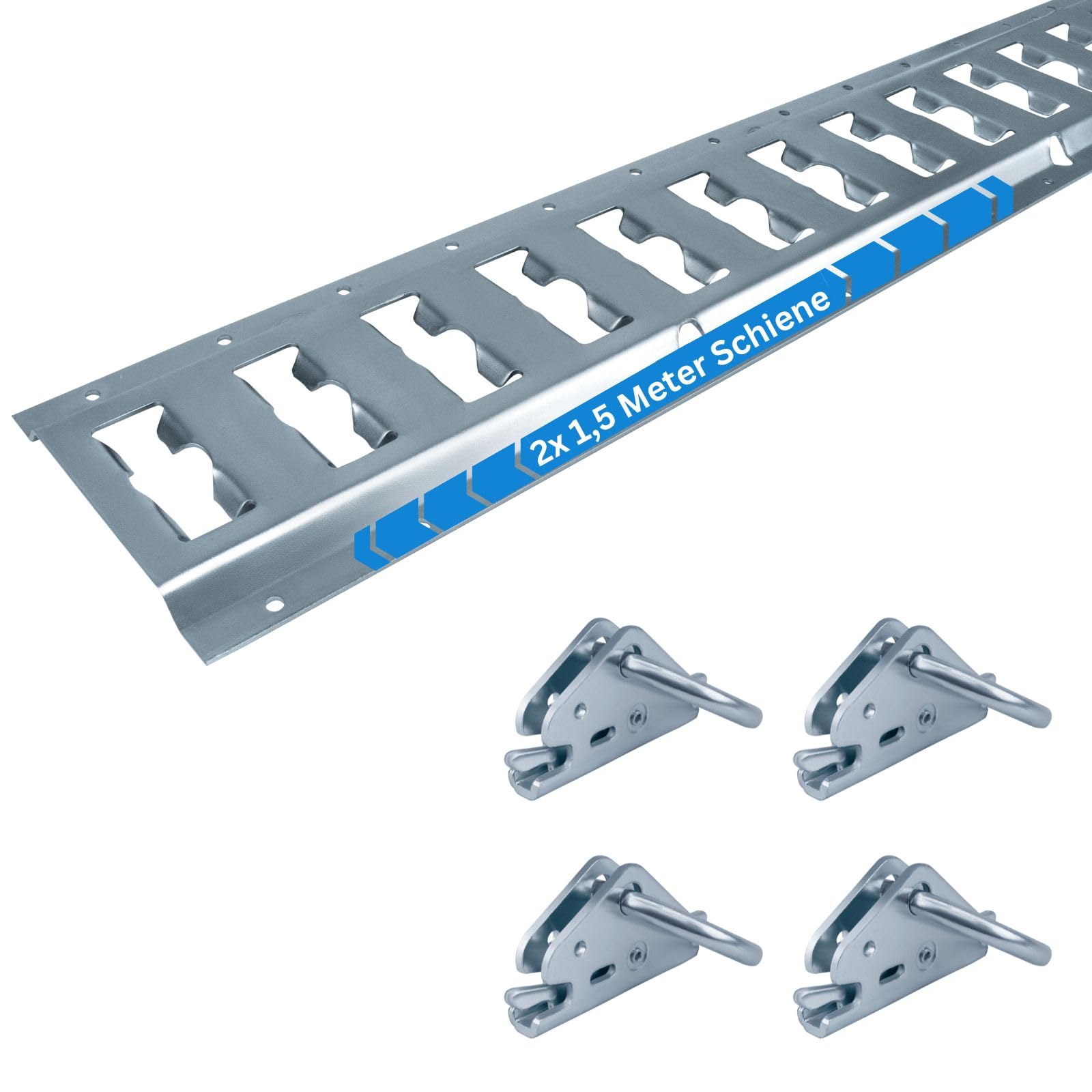 Ankerschiene Kombi Zurrschiene 2X 1,5 Meter (1542mm) mit 4 Zurrfittingen LKW, Anhänger, PKW von solidpro