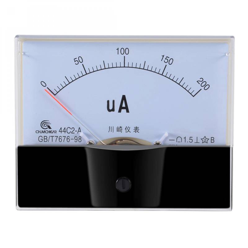 sourcing map 1 Stück Analoges Strommessgerät DC 0-200uA 44C2 Amperemeter 100x12.7x80mm für Stromkreisprüfung Batterie Laden Ampere Tester Gauge von sourcing map