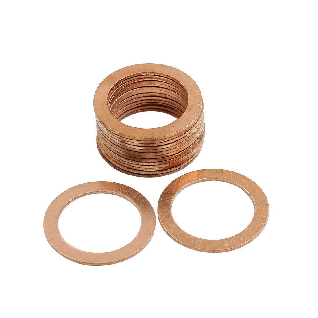 sourcing map 15stk. Unterlegscheibe Flach Dichtung Ring 21mm Innendurchmesser Kupfer von sourcing map