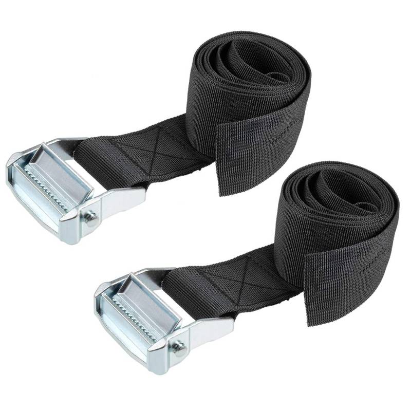 1.5M x 5cm Lashing Strap Cargo Tie Down Straps w Cam Lock Buckle 500Kg Work Load, Black, 2Pcs von sourcing map