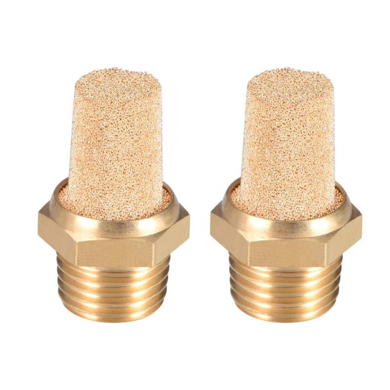 sourcing map 2Stk. Messing Auspuff Schalldämpfer G1/4 Stecker Gewinde Bronze Messinggehäuse von sourcing map