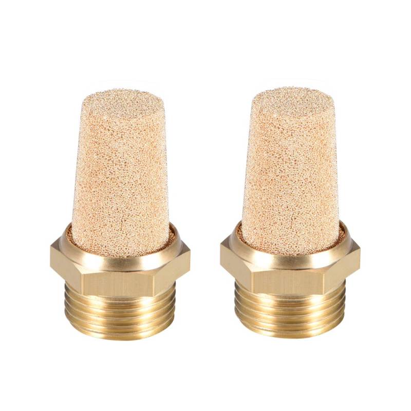 sourcing map 2Stk. Messing Auspuff Schalldämpfer G3/8 Stecker Gewinde Bronze Messinggehäuse von sourcing map