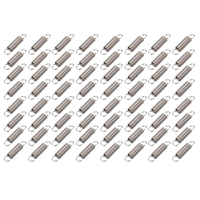 sourcing map 64 Stück 0,5 mm Drahtdurchmesser, 4,1 mm Außendurchmesser, 18 mm Freie Länge Federstahl Kleine Doppelhaken Zugfeder von uxcell