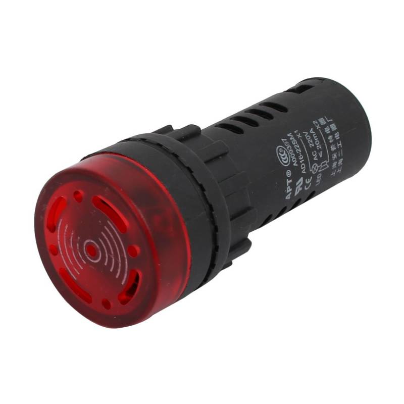 sourcing map AD16-22SM W 220V Blitzlicht LED Aktiver Summer Signalton Rot von sourcing map