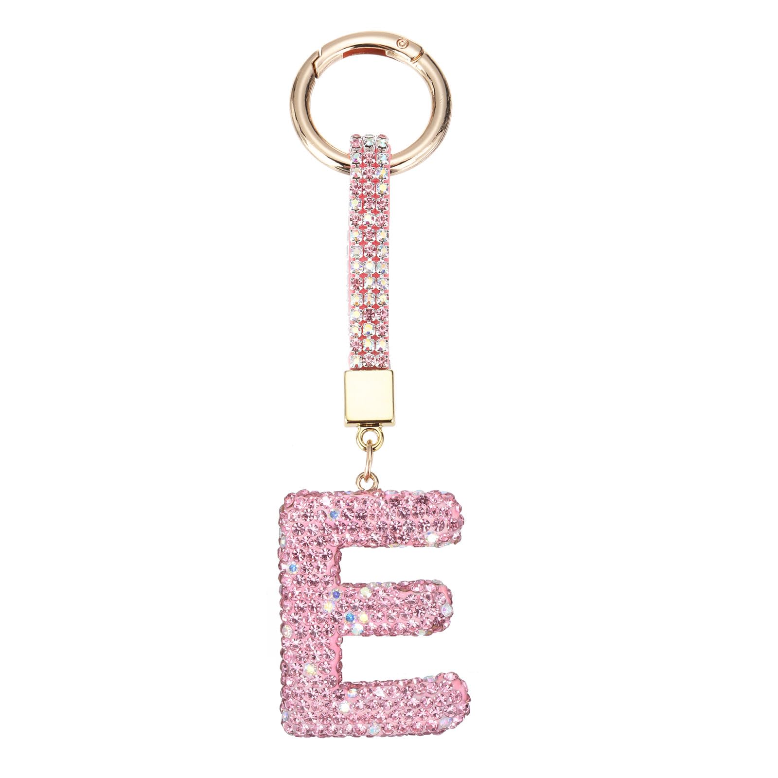 sourcing map Bling Auto Buchstaben Charm, Auto Rückspiegel Charm Rosa Anfangsbuchstabe Innendekoration Hängende Kristall Ornamente für Frauen Taschen DIY E von sourcing map