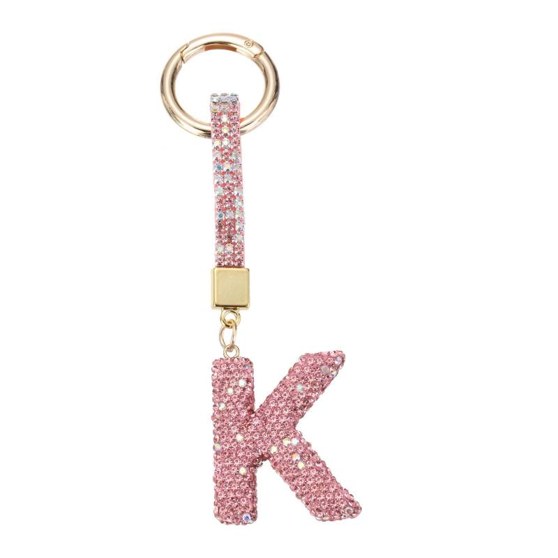 sourcing map Bling Auto Buchstaben Charm, Auto Rückspiegel Charm Rosa Anfangsbuchstabe Innendekoration Hängende Kristall Ornamente für Frauen Taschen DIY K von sourcing map