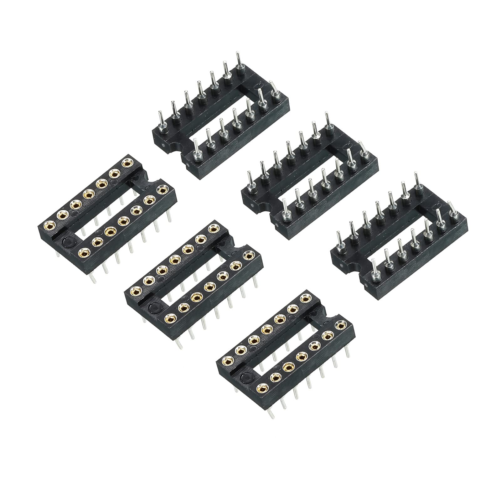 sourcing map DIP IC Chip Sockel Adapter Flach Pin 14P 2.54mm Pitch IC Sockel für PCB Board Chip, 6 Pack von sourcing map