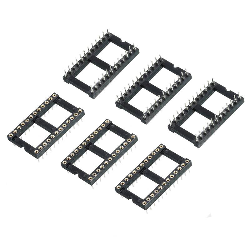 sourcing map DIP IC Chip Sockel Adapter Flach Pin 24P 2.54mm Pitch IC Sockel für PCB Board Chip, 30,5x10x7,5mm, 6 Pack von sourcing map