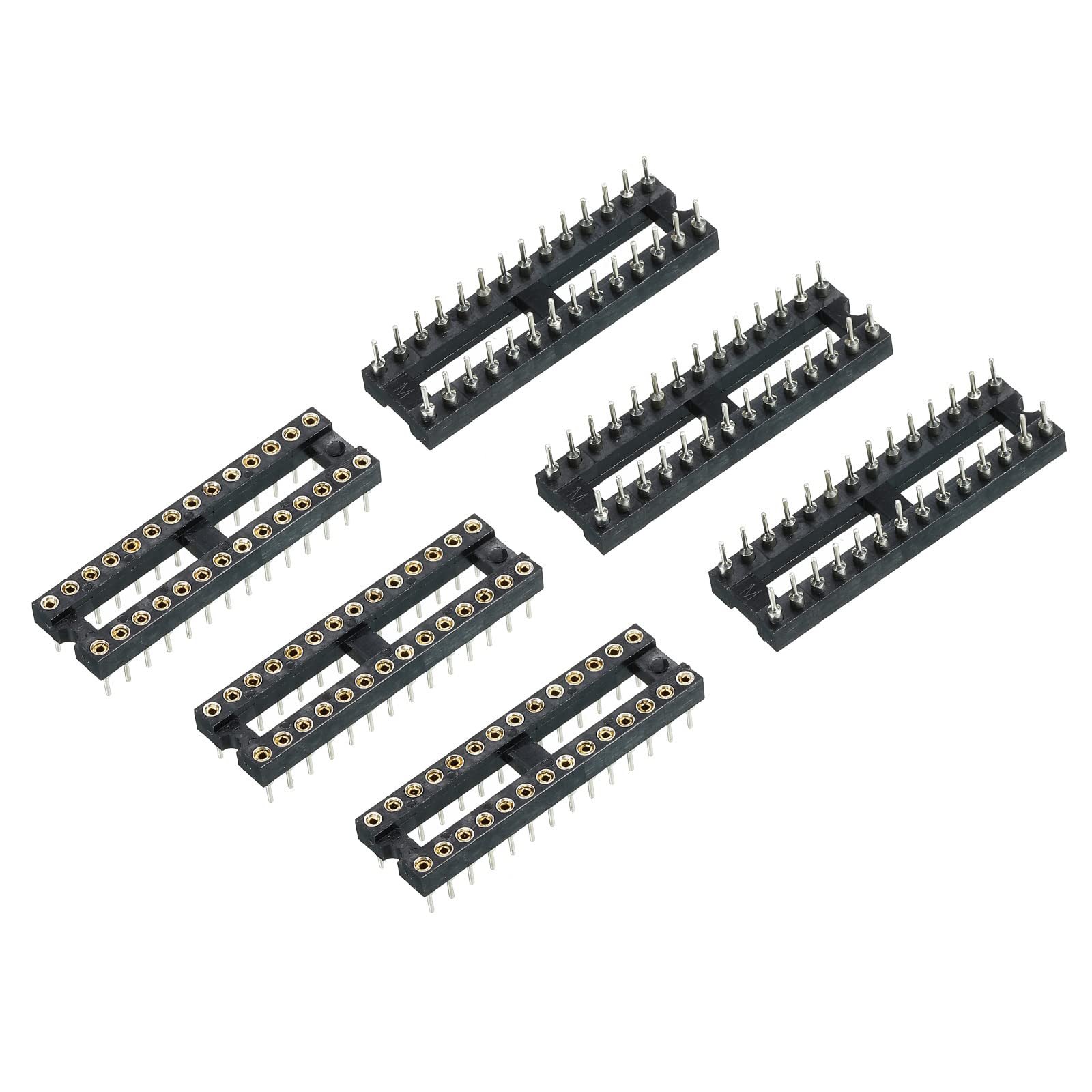 sourcing map DIP IC Chip Sockel Adapter Flach Pin 28P 2.54mm Pitch IC Sockel für PCB Board Chip, 6 Pack von sourcing map