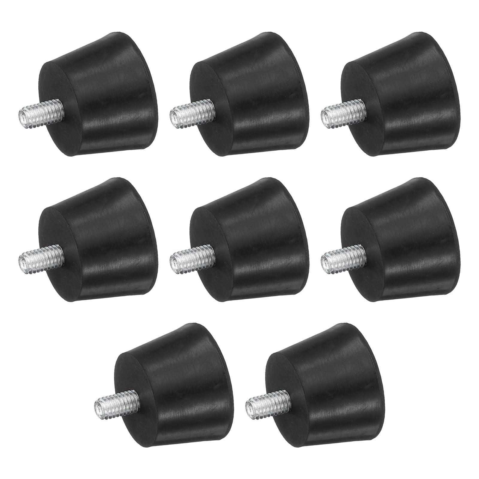 sourcing map Konische Vibrationsisolatoren aus Gummi, Stoßdämpfer, 3 x 2 cm, Gummifüße mit M6 x 12 mm Bolzen für Luftkompressoren, Garagenmotoren, Dieselmotoren, Schwarz, 8 Stück von sourcing map