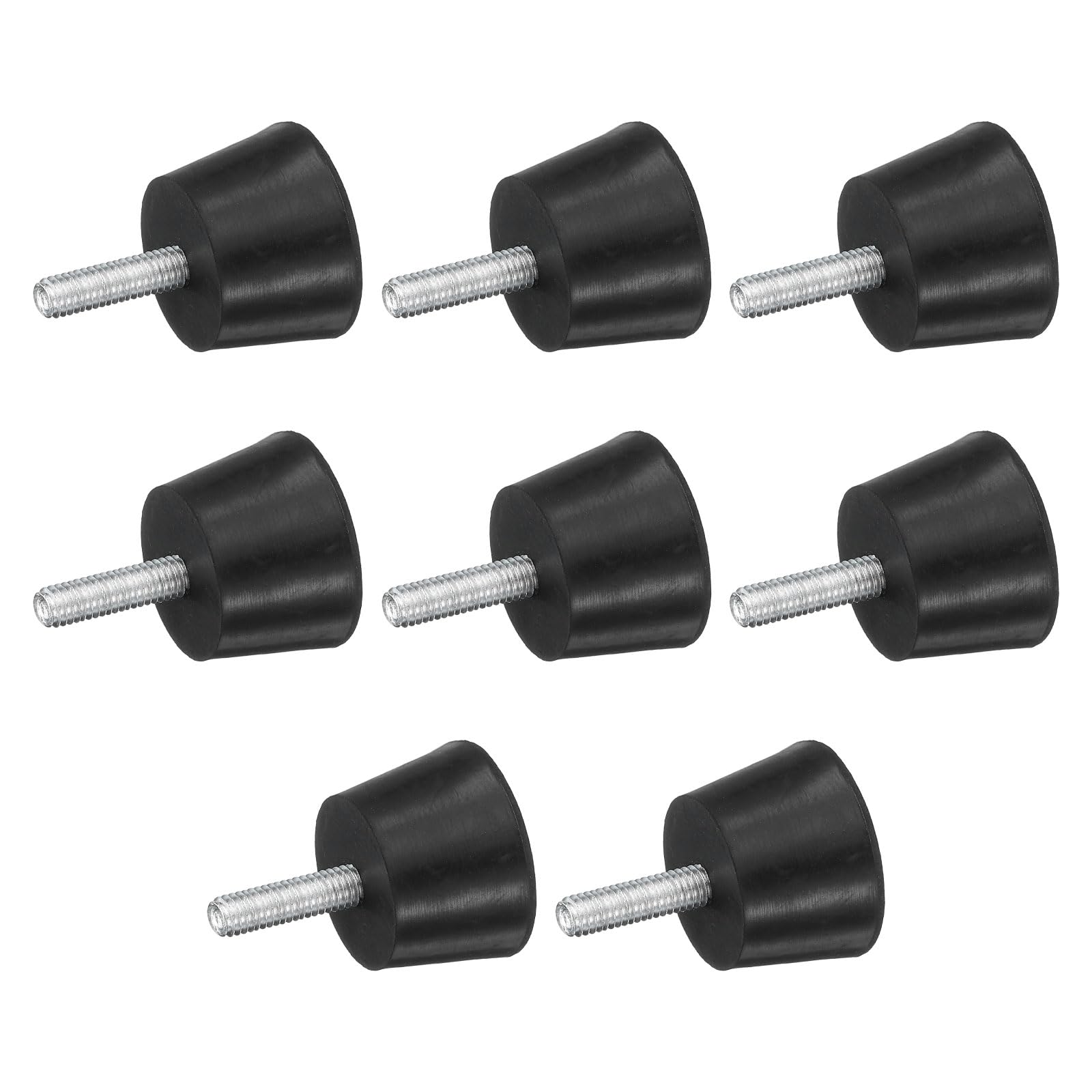 sourcing map Konische Vibrationsisolatoren aus Gummi, Stoßdämpfer, 3 x 2 cm, Gummifüße mit M6 x 20 mm Bolzen für Luftkompressoren, Garagenmotoren, Dieselmotoren, Schwarz, 8 Stück von sourcing map