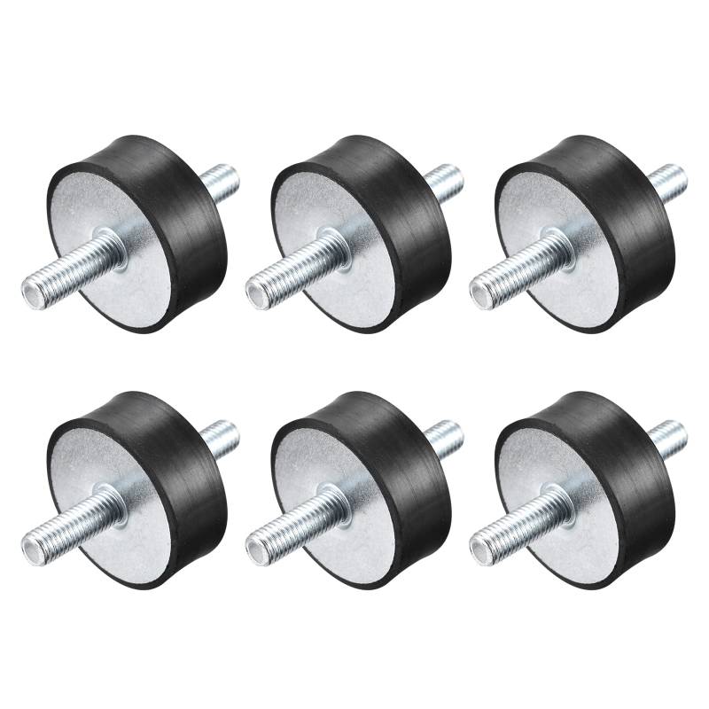 sourcing map M10 x 28 mm Gummi-Halterungen, 6 Stück Anti-Vibrationsisolator-Stoßdämpfer-Stecker für Luftkompressoren, Garagenmotor, Dieselmotoren, 50 x 20 mm von sourcing map