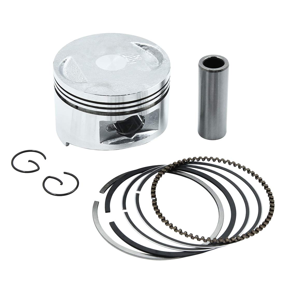 sourcing map Motorradkolben Kolben Ringe Kit mit Bolzen 57mm Silber Ton für GY6-150 STD von sourcing map