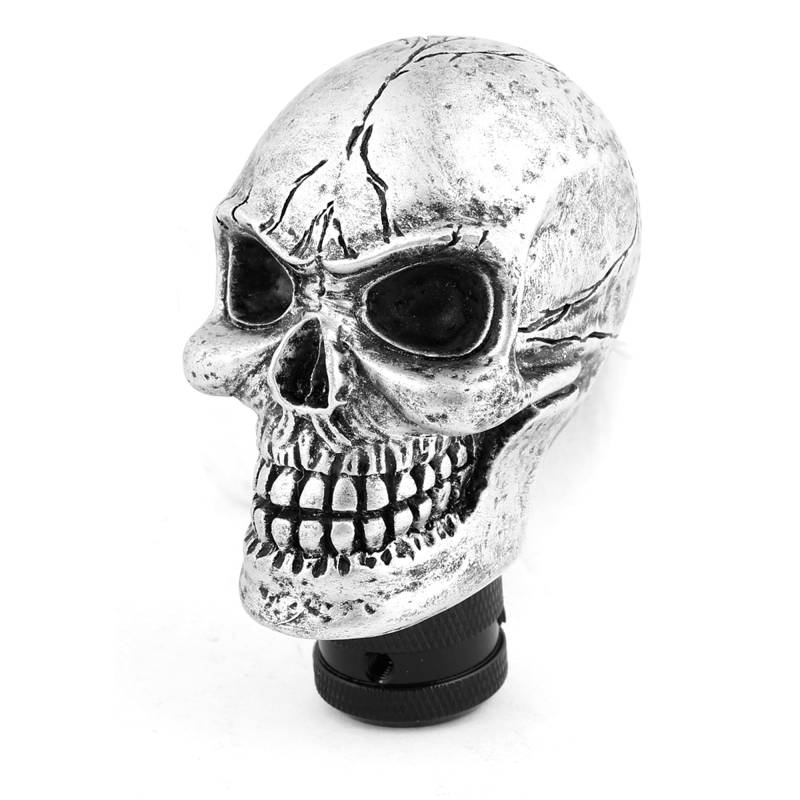 sourcing map Silber Metall Skull Schaltknauf Schalthebel Schaltkopf für Auto mit 3 Connector DE de von uxcell