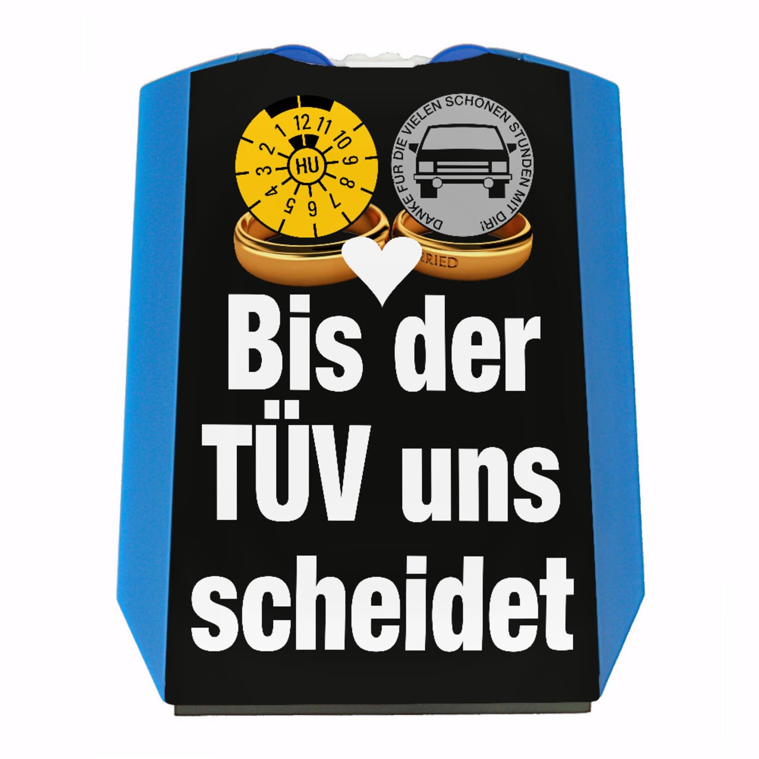 Bis der TÜV Uns scheidet Autoliebhaber Parkscheibe in schwarz Eiskratzer Wasserabstreifer und Einkaufswagen-Chips Oldtimer parken Autofahrer Parkplatz Liebe TÜV-Plakette von speecheese