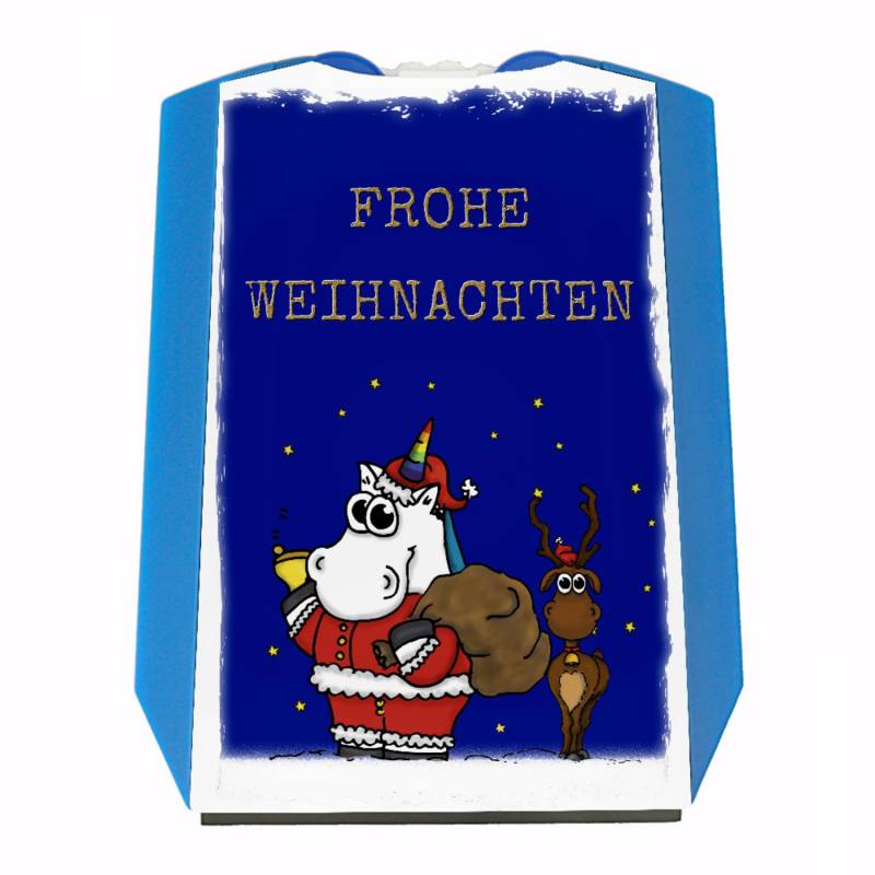 Frohe Weihnachten Parkscheibe mit Einhorn Weihnachtsmann und Rentier Motiv Eiskratzer Wasserabstreifer und Einkaufswagen-Chips Einhorn parken Parken Parkplatz Weihnachtsmann von speecheese