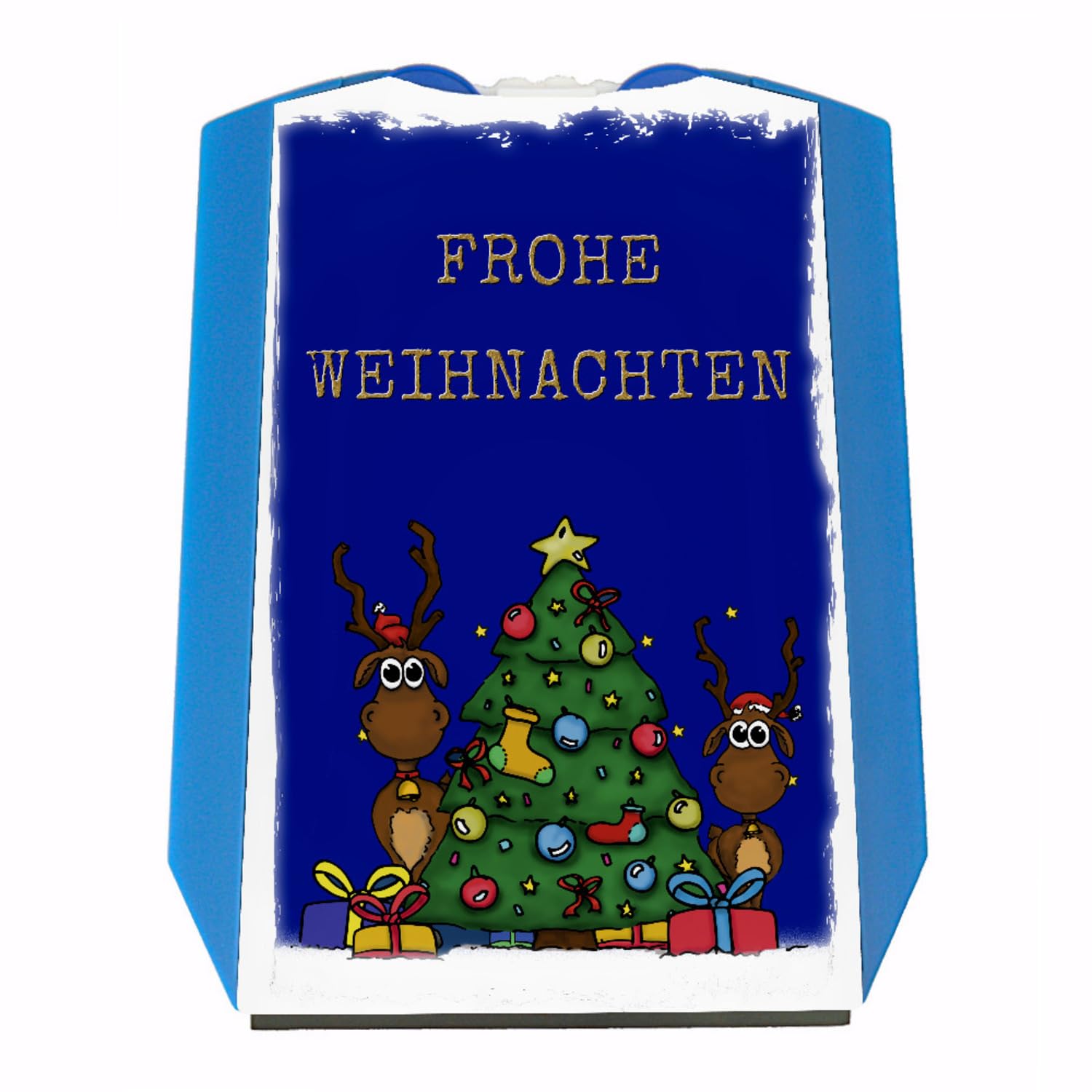 Frohe Weihnachten Parkscheibe mit Weihnachtsbaum und Rentieren Motiv Eiskratzer Wasserabstreifer und Einkaufswagen-Chips Einhorn parken Parken Parkplatz Weihnachtsmann von speecheese