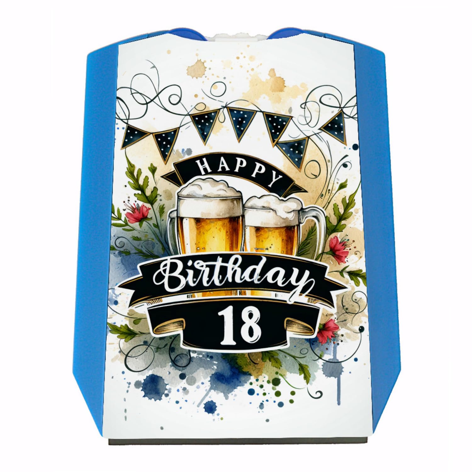 Happy Birthday 18 Bierkrug Parkscheibe rustikal Vintage mit Biergläsern und stilvollem Hintergrund von speecheese