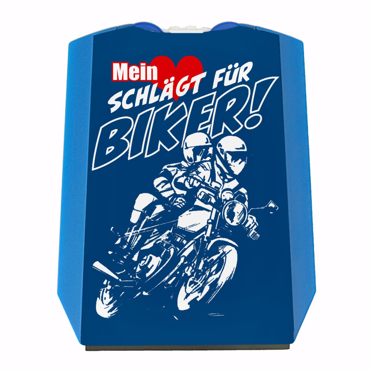 Motorrad Parkscheibe mit Biker Motiv in blau mit 2 Einkaufswagenchips mit Eiskratzer Wasserabstreifer und Einkaufswagen-Chips Motorrad parken Herz Parkplatz Motorrad-Fan für Paare von speecheese