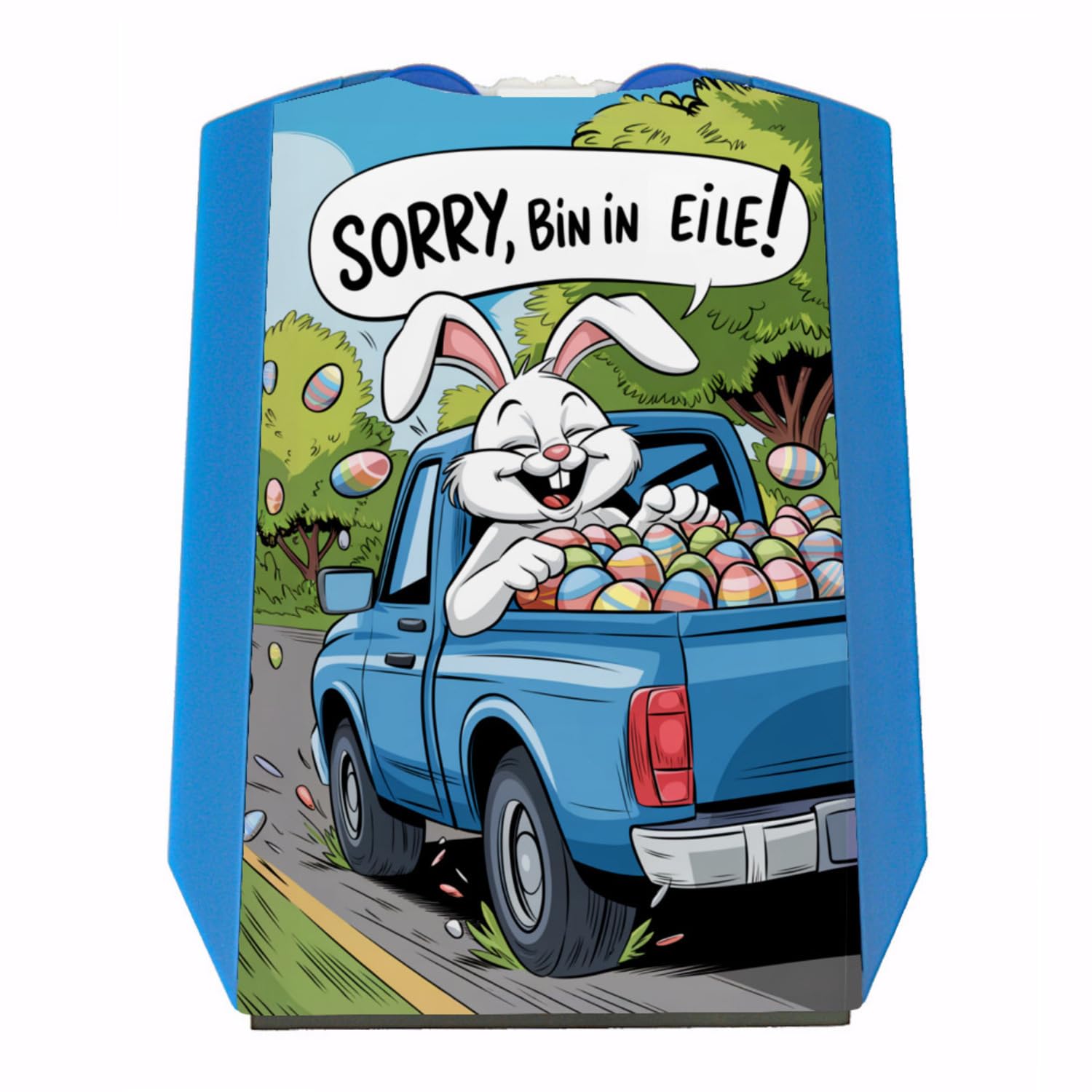 Osterhase im Pickup Parkscheibe Sorry, Bin in Eile! Mit lustigem Spruch als Oster-Parkplatzhilfe und Eiskratzer von speecheese