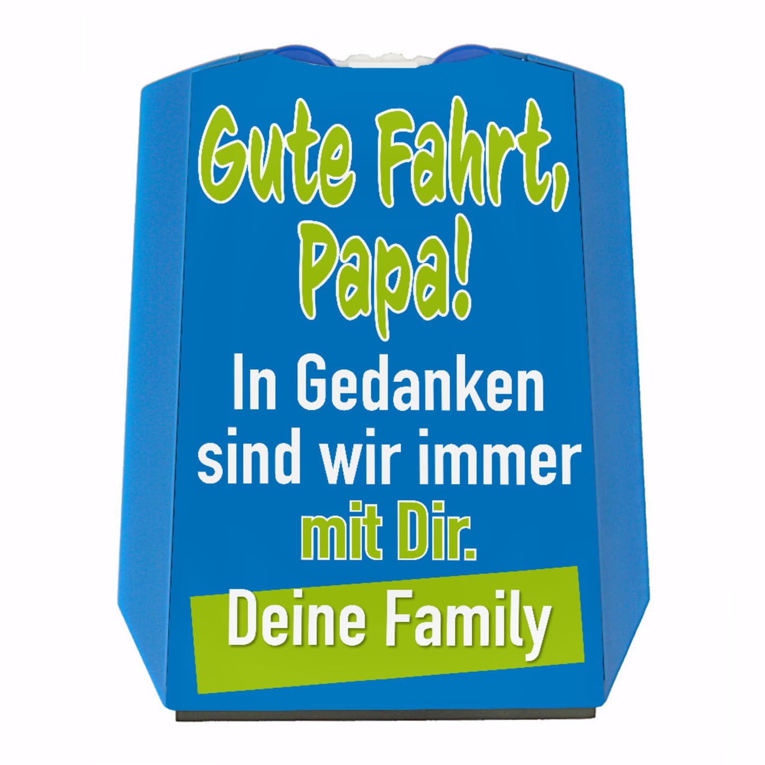 Parkscheibe mit Spruch - Gute Fahrt Papa! Deine Family als Geschenk zum Vatertag mit Eiskratzer Wasserabstreifer und Einkaufswagen-Chips für Papa um zu parken Familie Parkplatz von speecheese