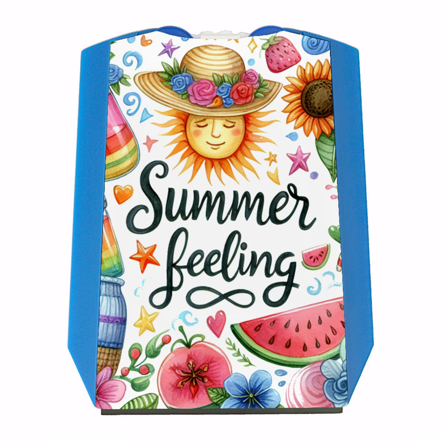 Sonne und Sommer Parkscheibe mit Spruch Summer Feeling Bunter Text in lebendiger Schrift sommerlichen Motive und Hellen Farben für optimales Summer-Feeling Gute Laune von speecheese