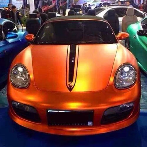 3D Chrom Matt SUNSET ORANGE Metallic mit Luftkanälen ,Car Wrapping, Folie 1m x 1,52m von speedwerk-motorwear