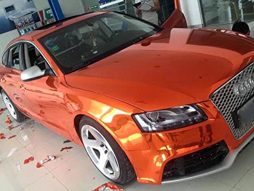 STRETCHABLE Chrom ORANGE für 3D Verklebung Car Wrapping, Spiegelfolie, Chromfolie 1m x 1,52m von speedwerk-motorwear