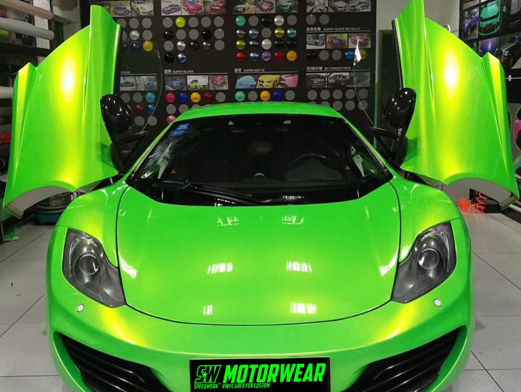 speedwerk-motorwear 3D Apple Green PERL Effect mit Luftkanälen,Car Wrapping, Folie, Grün 0,5m x 1,52m von speedwerk-motorwear