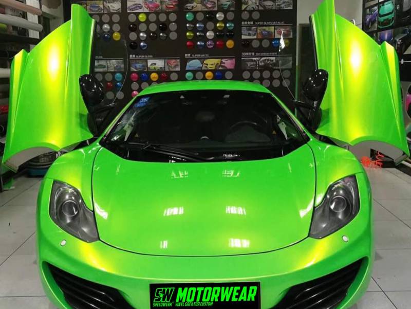 speedwerk-motorwear 3D Apple Green PERL Effect mit Luftkanälen,Car Wrapping, Folie, Grün 1m x 1,52m von speedwerk-motorwear