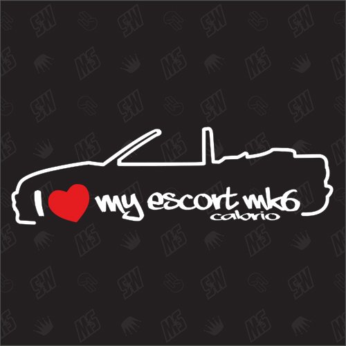 speedwerk-motorwear I Love My Escort MK6 Cabrio - Sticker Kompatibel Ford - Bj. 1992-1995 von speedwerk-motorwear