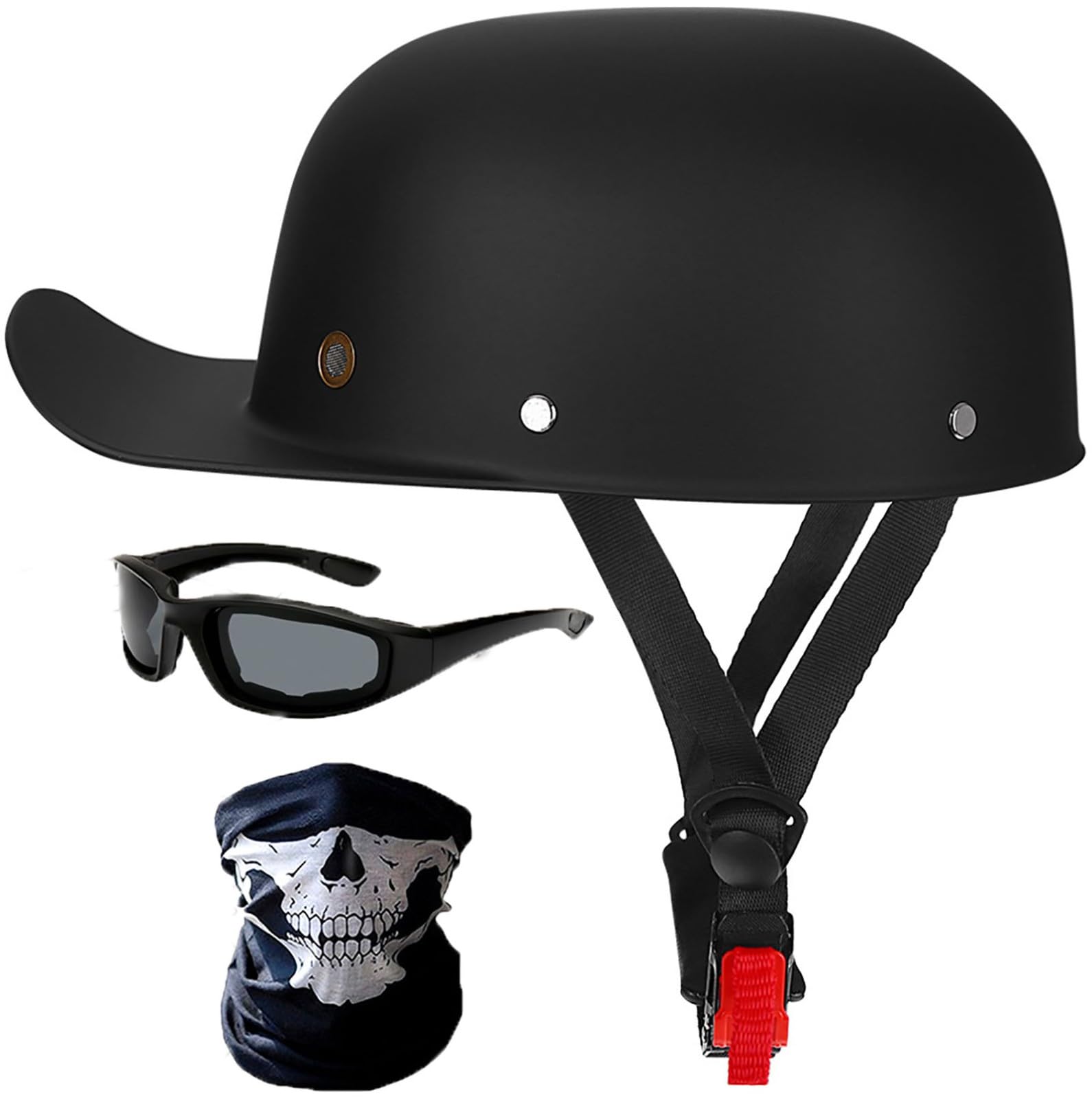 Baseball Cap Helm Jethelm Retro Motorradhelm Halbschalenhelm Mit DOT/ECE Zulassung Deutscher Stil Totenkopf Kappe Helm Motorrad Cruiser Roller Cool Helm Für Männer Und Frauen 5,M=57-58CM von stdpcxz