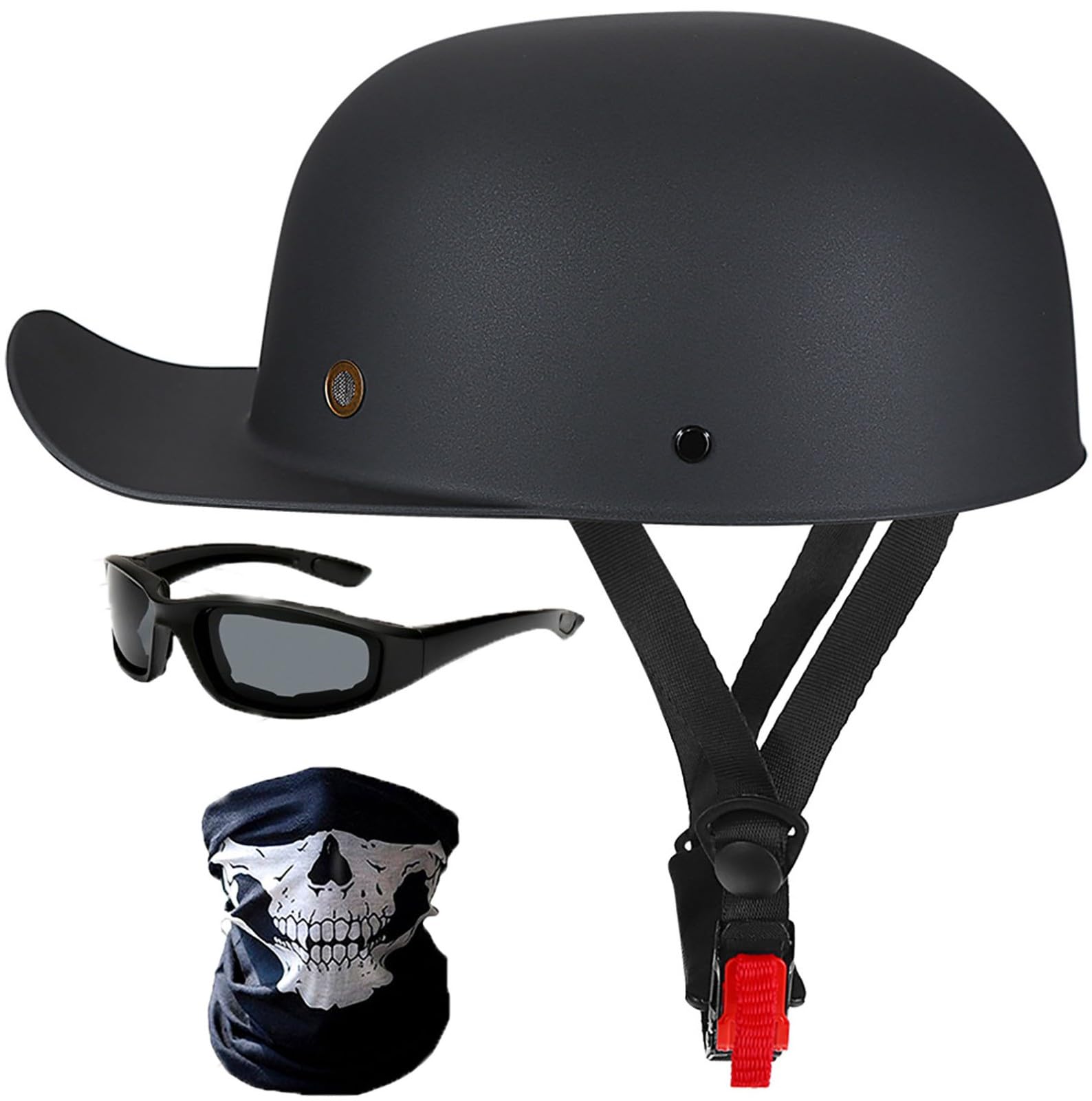 Baseball Cap Helm Jethelm Retro Motorradhelm Halbschalenhelm Mit DOT/ECE Zulassung Deutscher Stil Totenkopf Kappe Helm Motorrad Cruiser Roller Cool Helm Für Männer Und Frauen 6,M=57-58CM von stdpcxz