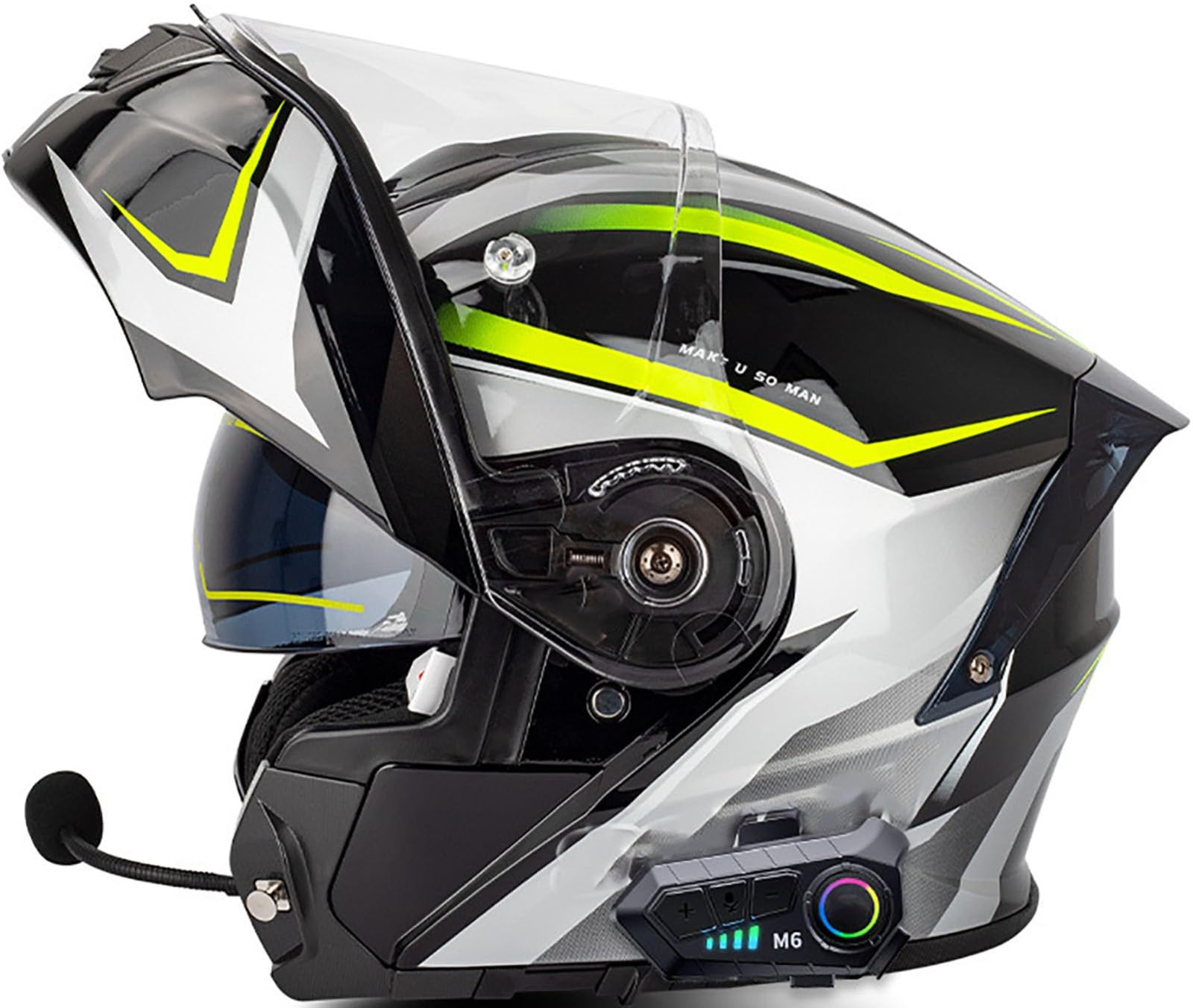 Bluetooth Integralhelm Mit Bluetooth, Modular Motorradhelm Mit Doppelvisier, ECE Zertifiziert Klapphelm Für Erwachsene Frauen Männer Hohe Qualität Helm, Roller-Mofa-Moped-Helm 2,XL=61-62CM von stdpcxz