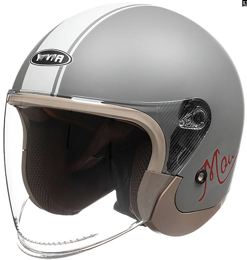 Deutscher Stil Motorradhelm, ECE Zugelassen Retro Jet Helm 3/4 Helm Offener Helm Mann Frau Erwachsener Brain-Cap Halbschalenhelm Mit Visier Für Cruiser Chopper Scooter 6,55-62CM von stdpcxz