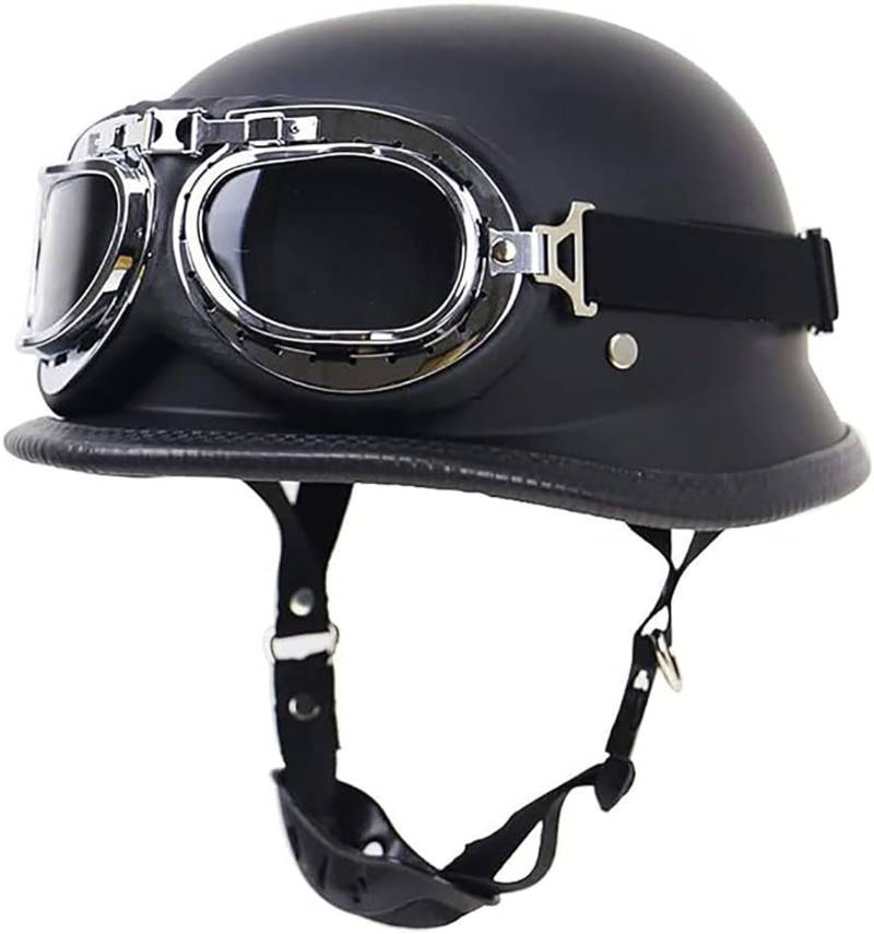 Halbhelme Halbschalenhelm Jethelm Retro Mit ECE, Sturzhelm Motorradhalbhelm Mit Schutzbrille Offenem Helm, Für Chopper Scooter Herren Damen Mit Herausnehmbares Futter 2,L von stdpcxz