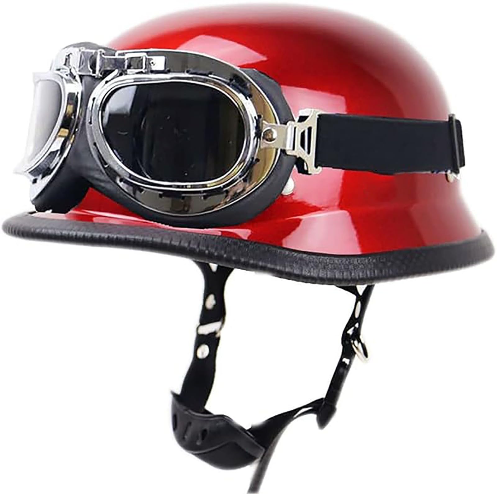 Halbhelme Halbschalenhelm Jethelm Retro Mit ECE, Sturzhelm Motorradhalbhelm Mit Schutzbrille Offenem Helm, Für Chopper Scooter Herren Damen Mit Herausnehmbares Futter 3,M von stdpcxz